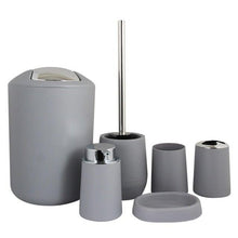 Load image into Gallery viewer, Bamboo Bathroom Accessories Set Plastic Bathroom Kit Soap Dispenser Toothbrush Cup Soap Dish Toilet Brush Holder Trash Can Bathroom Accessories Toothbrush Holder Toothbrush Cup Soap Dispenser Soap Dish Toilet Brush Holder Trash Can For Home Apartment