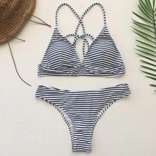 Load image into Gallery viewer, Bandage Bikini Swimwear Women's Bikini Swimsuit Ribbed Tie Side Bathing Suit Scrunch Butt String Thong Bikini Set