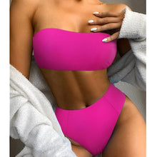 Load image into Gallery viewer, Bandage Bikini Swimwear Women Swimsuit High Waist Bikini Set Bathing Suit Push Up Women's Spaghetti Strap Bandeau Lace Up High Waist 2PCS Bikini Set