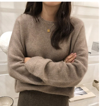 Load image into Gallery viewer, Basic Woolen Loose Round Neck Sweater | For Women (One) - # GIAA23210007