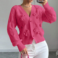 Load image into Gallery viewer, Women's Bow Cropped Cardigan