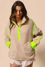 Load image into Gallery viewer, BiBi Contrast Edge Half Zip Up Sherpa Jacket