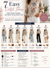 Load image into Gallery viewer, Women's Floral 3D Print Pullover Top – Loose Fit Elegant Casual S to 3XL