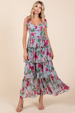 Load image into Gallery viewer, Layered Floral Sweetheart Neck Maxi Dress – Elegant and Romantic Floral Maxi Dress with Feminine Sweetheart Neckline