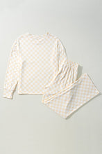 Load image into Gallery viewer, Checker Long Sleeve Top and Pants Lounge Set