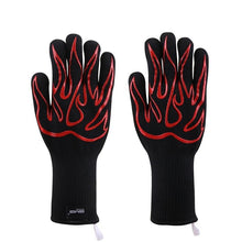 Load image into Gallery viewer, BBQ Oven Gloves High Temperature Resistance Barbecue Cooking Baking Heat Insulation 14 Inch Bracers Microwave Gloves Fireproof Kitchen Gloves for Outdoor Cooking BBQ Barbecue Accessories