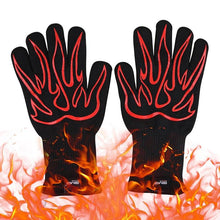 Load image into Gallery viewer, BBQ Oven Gloves High Temperature Resistance Barbecue Cooking Baking Heat Insulation 14 Inch Bracers Microwave Gloves Fireproof Kitchen Gloves for Outdoor Cooking BBQ Barbecue Accessories
