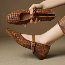 Load image into Gallery viewer, Women's Sheepskin Mary Jane Shoes – Single Strap Round Toe Flat Leather Shoes