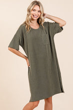 Load image into Gallery viewer, Urban Rib Knit Short Sleeve Tee Dress For Women – Comfortable, Trendy, Chic & Versatile Dress for Casual Occasions