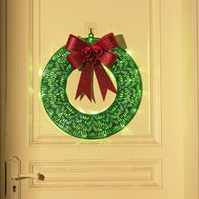 Load image into Gallery viewer, Mandotos Christmas Wreath 50cm Luminous LED Metal Garland Bowknot Front Door Hanging