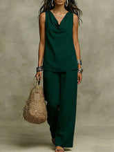 Load image into Gallery viewer, Women's Slash-Neck Sleeveless Tank Top & Casual Pants Set