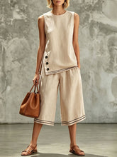 Load image into Gallery viewer, Women's Tank Top & Wide-Leg Pants Set – Side Split, Pockets, Buttons