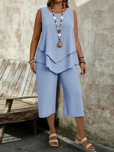 Load image into Gallery viewer, Casual Solid-Colored Sleeveless Top And Cropped Pants Two-Piece Set