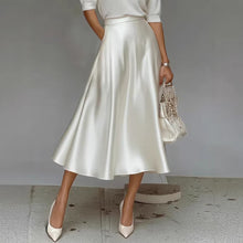 Load image into Gallery viewer, Women's Satin Solid Color Mid-Length Skirt – Slight Stretch