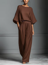 Load image into Gallery viewer, Women’s Flared-Sleeve Linen Suit Two Piece Set