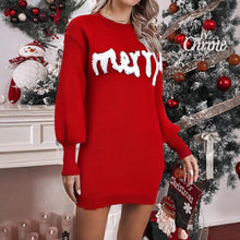 Load image into Gallery viewer, Women’s Knitted Round Neck Lantern-Sleeve Pullover Sheath