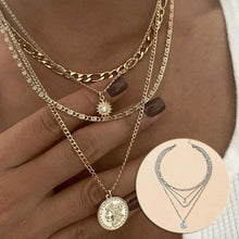 Load image into Gallery viewer, Mandotos Chunky Gold Layered Necklace With Coin Pendant And Sun Charm For Women