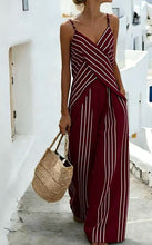 Load image into Gallery viewer, Women's Striped V-Neck Sleeveless Two-Piece Set