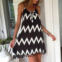 Load image into Gallery viewer, Beach Cover Ups Stripe Bikini Cover Up For Women With Tassel Summer Beach Dress Women Summer Casual Swing T Shirt Dresses Beach Cover Up Loose Dress Ladies Swimsuit Plus Size Beachwear