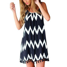 Load image into Gallery viewer, Beach Cover Ups Stripe Bikini Cover Up For Women With Tassel Summer Beach Dress Women Summer Casual Swing T Shirt Dresses Beach Cover Up Loose Dress Ladies Swimsuit Plus Size Beachwear