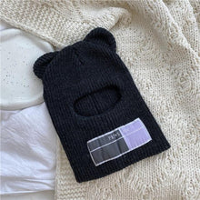 Load image into Gallery viewer, Bear Ears Balaclava Ladies 1 Hole Ski Mask Handmade Crochet Full Face Wooly Hat Cute Girl Winter Streetwear Warm Beanie Knitted Ski Full Face Covering Adult Winter Balaclava for Outdoor Sports Weather Balaclava Ski Mask for Men Windproof Thermal Beanie