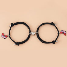 Load image into Gallery viewer, Beautiful Bracelets Set For Couple Mutual Attraction Braided Rope Couple Bracelets Blue Butterfly Relationship Matching Bracelet Set Heart Magnet Mutual Attraction Rope Bracelets Lover Gifts For Best Friend Women Men