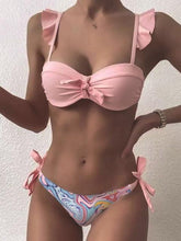 Load image into Gallery viewer, Beautiful Floral Push Up Women Bikini Push Up Bathing Suits Tie Knot Cute Ruffle Two Piece Swimsuits Swimsuit Female Swimwear Bra Cup Bikini Set High Cut Bathing Suit For Summer