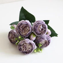 Load image into Gallery viewer, Beautiful Rose Peony Artificial Silk Eucalyptus Fake Flowers Small bouquet Flores Home Party Spring Wedding Decoration Artificial Silk Rose Flower Bouquet Lifelike Fake Rose for Wedding Home Party Decoration Event Gift