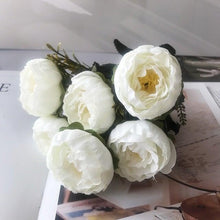 Load image into Gallery viewer, Beautiful Rose Peony Artificial Silk Eucalyptus Fake Flowers Small bouquet Flores Home Party Spring Wedding Decoration Artificial Silk Rose Flower Bouquet Lifelike Fake Rose for Wedding Home Party Decoration Event Gift