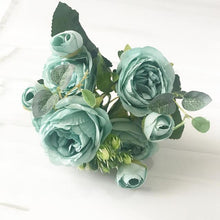 Load image into Gallery viewer, Beautiful Rose Peony Artificial Silk Eucalyptus Fake Flowers Small bouquet Flores Home Party Spring Wedding Decoration Artificial Silk Rose Flower Bouquet Lifelike Fake Rose for Wedding Home Party Decoration Event Gift