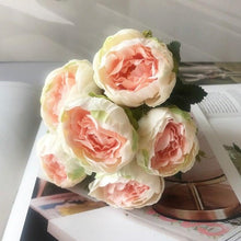 Load image into Gallery viewer, Beautiful Rose Peony Artificial Silk Eucalyptus Fake Flowers Small bouquet Flores Home Party Spring Wedding Decoration Artificial Silk Rose Flower Bouquet Lifelike Fake Rose for Wedding Home Party Decoration Event Gift
