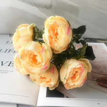 Load image into Gallery viewer, Beautiful Rose Peony Artificial Silk Eucalyptus Fake Flowers Small bouquet Flores Home Party Spring Wedding Decoration Artificial Silk Rose Flower Bouquet Lifelike Fake Rose for Wedding Home Party Decoration Event Gift
