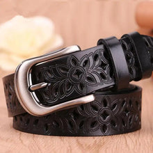 Load image into Gallery viewer, Beautiful Vintage White Genuine Leather Belts With Pin Buckle Strap Floral Design Classic Ladies Waistbands