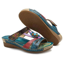 Load image into Gallery viewer, Beautiful Women Sandals Ethnic Flower Summer Shoes Casual Beach Shoes Flip Flop Platform Sandals Slip On Mules Slide Shoes Wide With Platform Sandals With Flower Casual Loafers Shoes