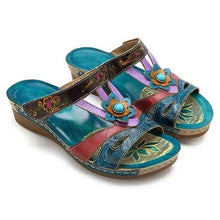 Load image into Gallery viewer, Beautiful Women Sandals Ethnic Flower Summer Shoes Casual Beach Shoes Flip Flop Platform Sandals Slip On Mules Slide Shoes Wide With Platform Sandals With Flower Casual Loafers Shoes