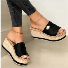 Load image into Gallery viewer, Beautiful Women Sandals Ethnic Flower Summer Shoes Casual Beach Shoes Flip Flop Platform Sandals Slip On Mules Slide Shoes Wide With Platform Sandals With Flower Casual Loafers Shoes