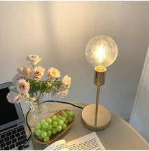 Load image into Gallery viewer, Bedroom Bedside Lamp Golden Modern Simple Model Room Décor Table Lamps College Dorm Study LED Desk Lamp E27 Table Light Fixtures Cute Study Lamps for Bedroom Décor
