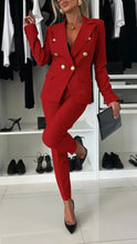 Load image into Gallery viewer, Double-Breasted Lapel Blazer & Zip-Up Trousers Suit