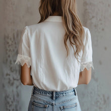 Load image into Gallery viewer, Women’s Lace Puff Sleeve Loose Fit Top