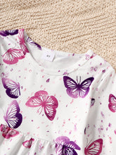 Load image into Gallery viewer, Children's Butterfly Print Top and Flare Pants Set