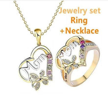 Load image into Gallery viewer, Mother's Day Gift Hollow Heart English Letter Love Mom Rhinestone Butterfly Finger Ring Jewelry Gift