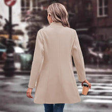 Load image into Gallery viewer, Women’s Winter Overcoat — Lapel Collar, Single-Breasted, Long Pea Coat