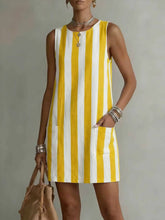 Load image into Gallery viewer, Women's Striped Color-Block Sleeveless Mini Dress – Loose Fit