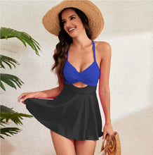 Load image into Gallery viewer, Women's Cutout Sling One-Piece Swimsuit – Built-In Chest Pad & Skirt Hem