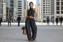 Load image into Gallery viewer, Women's Loose Sleeveless Top & Wide-Leg Pants Set – Linen Blend