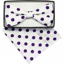 Load image into Gallery viewer, Vittorio Farina Polka Dot Bow Tie & Pocket Square by Classy Cufflink