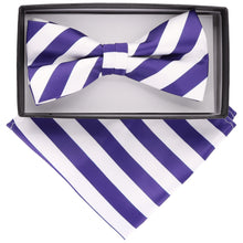 Load image into Gallery viewer, Vittorio Farina Striped Bow Tie & Pocket Square