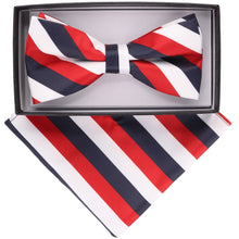 Load image into Gallery viewer, Vittorio Farina Striped Bow Tie & Pocket Square