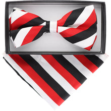 Load image into Gallery viewer, Vittorio Farina Striped Bow Tie & Pocket Square