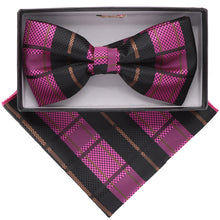 Load image into Gallery viewer, Vittorio Farina Geometric Designer Bow Tie & Pocket Square